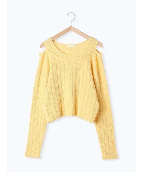 ehka sopo(エヘカソポ)の「レイヤード風ニットプルオーバー(ニット/セーター・レディース・イエロー/キナリ/グレー・F)」の20枚目の写真