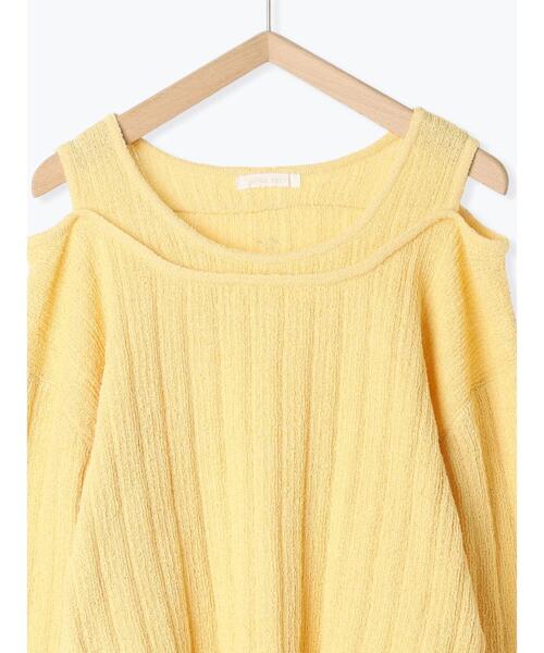 ehka sopo(エヘカソポ)の「レイヤード風ニットプルオーバー(ニット/セーター・レディース・イエロー/キナリ/グレー・F)」の22枚目の写真