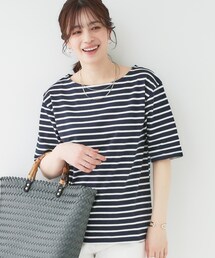 SHOO・LA・RUE | 【洗える/S-LL/綿100％】5分袖ボートネックトップス(Tシャツ/カットソー)