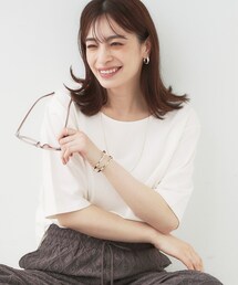 【洗える/S-LL/綿100％】5分袖ボートネックトップス