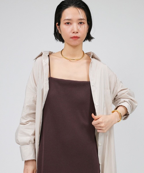 BABYLONE(バビロン)の「カップ付きテレコキャミワンピース(ワンピース・レディース・ブラウン/ブラック・フリー)」の6枚目の写真