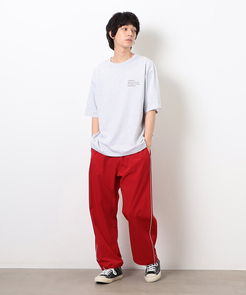 Purple&Yellow（パープルアンドイエロー）の「メッセージプリント半袖Ｔシャツ（Tシャツ/カットソー・メンズ・ブラック/ライトグレー/グレイッシュベージュ/チャコール・SMALL/MEDIUM/LARGE）」の6枚目の写真