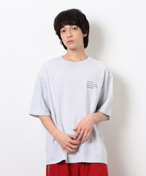 Purple&Yellow（パープルアンドイエロー）の「メッセージプリント半袖Ｔシャツ（Tシャツ/カットソー・メンズ・ブラック/ライトグレー/グレイッシュベージュ/チャコール・SMALL/MEDIUM/LARGE）」の7枚目の写真