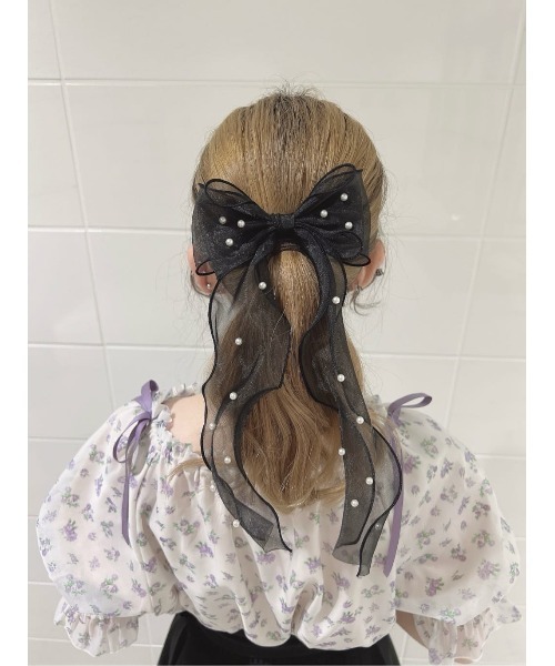 F i.n.t（フィント）の「【一部店舗限定展開/6色展開】パール付きロングリボンバレッタ/fint　フィント（バレッタ/ヘアクリップ・レディース・ピンクベージュ/ライトピンク/ブラック/ライトグレー/ラベンダー/オフホワイト・FREE）」の16枚目の写真