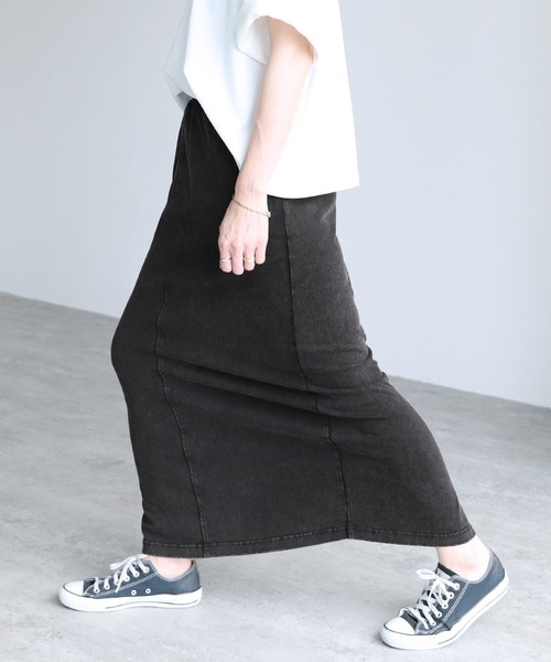 reca（レカ）の「ストレッチデニムスカート（デニムスカート・レディース・ブラック/ブルー・M/L）」の3枚目の写真