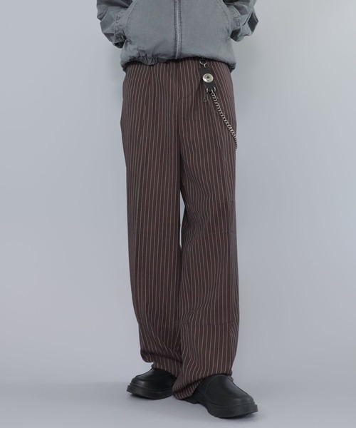 RICH PUSH グレー ストライプ スラックス M DIRECTORS SUIT STRIPE グレーツイルストライプスラックス