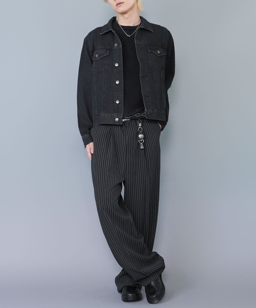 00s ストライプ ワイドスラックス ダークネイビー 三陽商会 2121-P6R1524245.jpg?v=1694672500