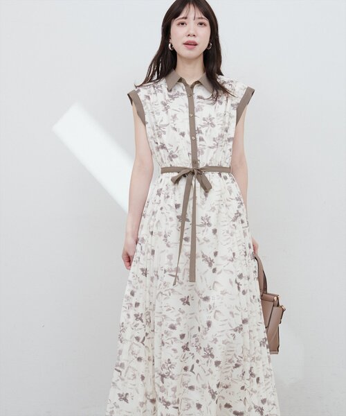 natural couture(ナチュラルクチュール)の「サイドプリーツ配色デザインワンピース(ワンピース・レディース・ホワイト系その他/ピンクベージュ/ブルー/チャコールグレー/ブラック系その他・FREE)」の8枚目の写真