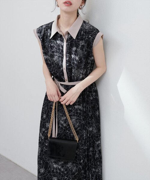 natural couture(ナチュラルクチュール)の「サイドプリーツ配色デザインワンピース(ワンピース・レディース・ホワイト系その他/ピンクベージュ/ブルー/チャコールグレー/ブラック系その他・FREE)」の11枚目の写真