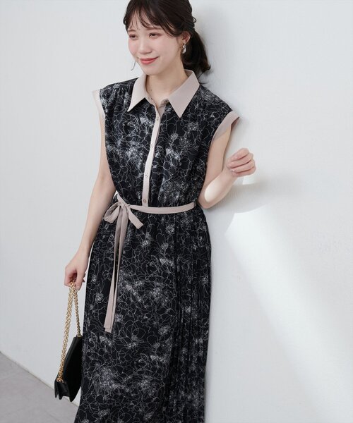 natural couture(ナチュラルクチュール)の「サイドプリーツ配色デザインワンピース(ワンピース・レディース・ホワイト系その他/ピンクベージュ/ブルー/チャコールグレー/ブラック系その他・FREE)」の12枚目の写真