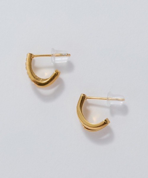 Phoebe(フィービィー)の「【金属アレルギー対応】メタル×ビジュー2ラインピアス/サージカルステンレス/存在感◎(ピアス(両耳用)・レディース・イエローゴールド/シルバー・FREE)」の10枚目の写真