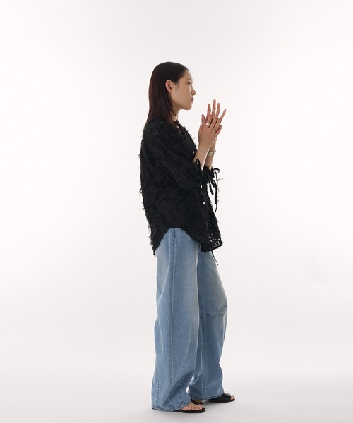 MUHET(ミュエータ)の「jacquard sheer blouse / ジャガードシアーブラウス(シャツ/ブラウス・レディース・ブラック/アイボリー・FREE)」の4枚目の写真