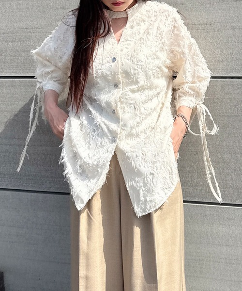 ブラウス シャツ jacquard sheer blouse / ジャガードシアーブラウス レディース jacquard sheer blouse / ジャガードシアーブラウス（シャツ