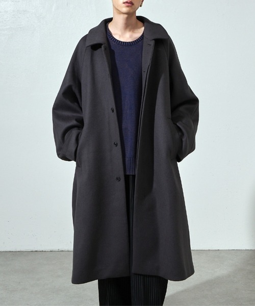 ビーバーメルトンボリュームロングコート（ステンカラーコート