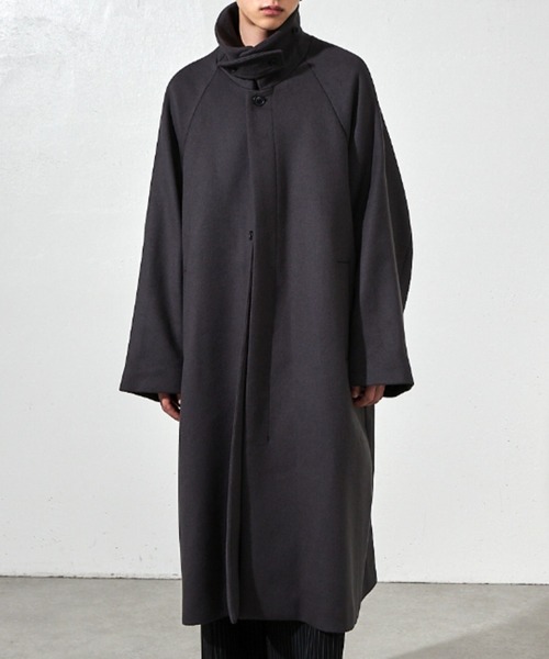 ビーバーメルトンボリュームロングコート（ステンカラーコート