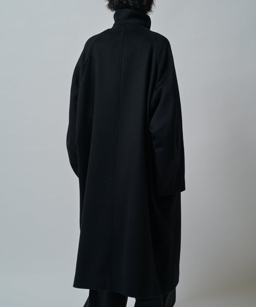 ビーバーメルトンボリュームロングコート（ステンカラーコート