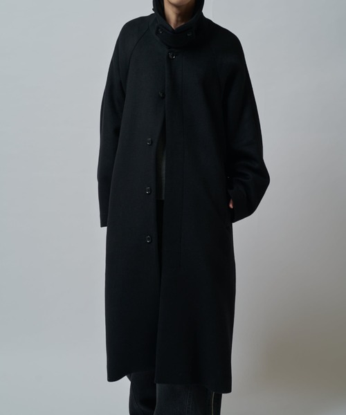 ビーバーメルトンボリュームロングコート（ステンカラーコート