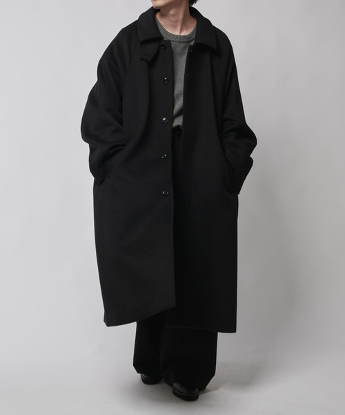 ビーバーメルトンボリュームロングコート（ステンカラーコート
