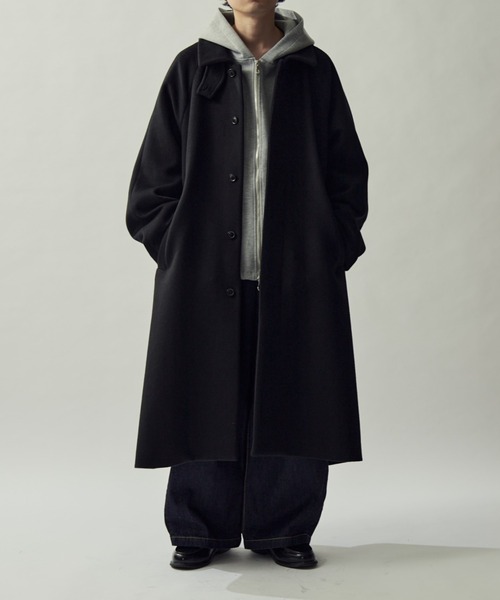 ビーバーメルトンボリュームロングコート（ステンカラーコート