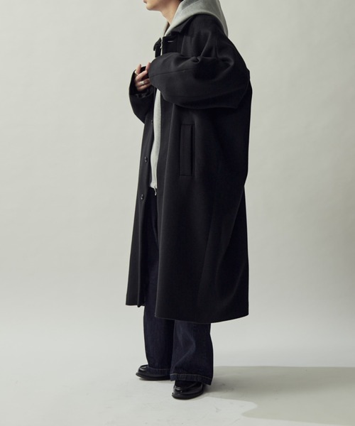 ビーバーメルトンボリュームロングコート（ステンカラーコート