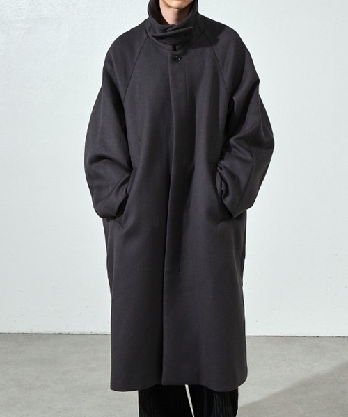 セール】ビーバーメルトンボリュームロングコート（ステンカラーコート