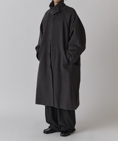 セール】ビーバーメルトンボリュームロングコート（ステンカラーコート