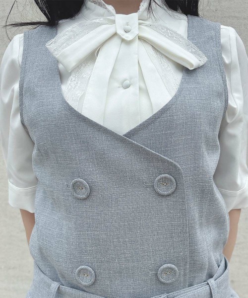 F i.n.t（フィント）の「ベルト付きローウエストジャンパースカート/ fint　フィント（ジャンパースカート・レディース・ライトグレー/ベージュ・FREE）」の3枚目の写真