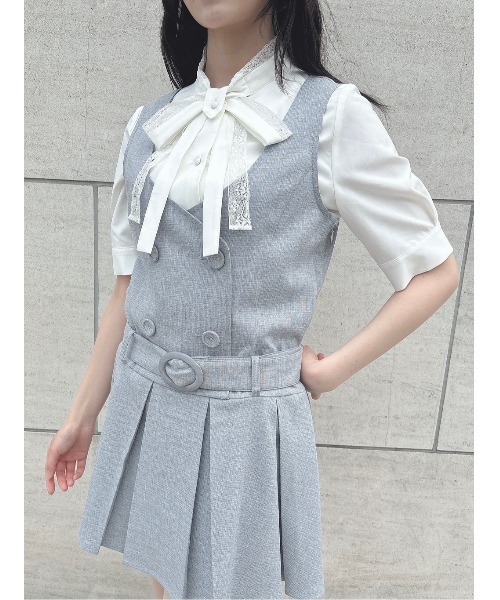 F i.n.t（フィント）の「ベルト付きローウエストジャンパースカート/ fint　フィント（ジャンパースカート・レディース・ライトグレー/ベージュ・FREE）」の7枚目の写真