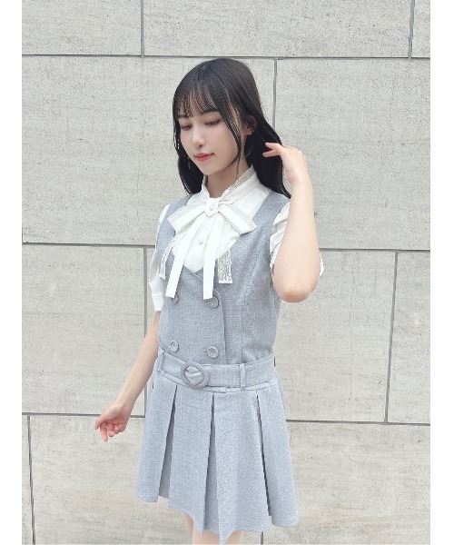 F i.n.t（フィント）の「ベルト付きローウエストジャンパースカート/ fint　フィント（ジャンパースカート・レディース・ライトグレー/ベージュ・FREE）」の4枚目の写真