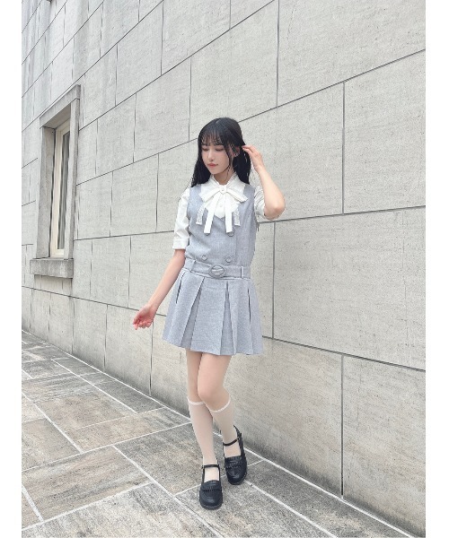 F i.n.t（フィント）の「ベルト付きローウエストジャンパースカート/ fint　フィント（ジャンパースカート・レディース・ライトグレー/ベージュ・FREE）」の5枚目の写真