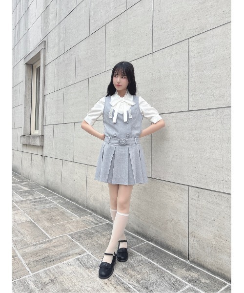 F i.n.t（フィント）の「ベルト付きローウエストジャンパースカート/ fint　フィント（ジャンパースカート・レディース・ライトグレー/ベージュ・FREE）」の6枚目の写真