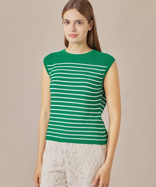 MACKINTOSH LONDON(マッキントッシュ ロンドン)の「ホールガーメントボーダープルオーバー(Tシャツ/カットソー・レディース・ネイビー/グリーン・38/40)」の1枚目の写真