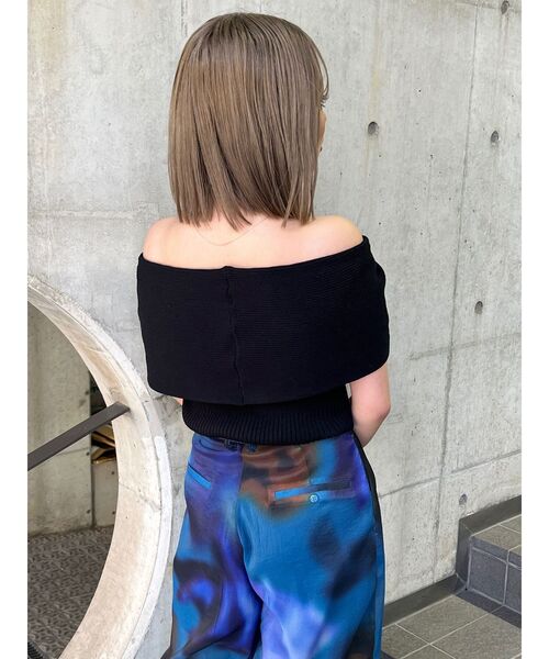 MURUA（ムルーア）の「オフショルダーツイストニット（ニット/セーター・レディース・オレンジ/ブラック・FREE）」の12枚目の写真