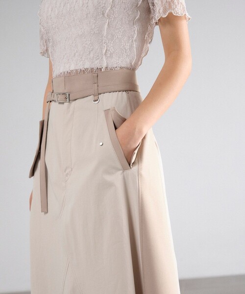 UNITED TOKYO(ユナイテッドトウキョウ)の「リメイクライクフレアスカート|ウォッシャブル/秋服(スカート・レディース・ベージュ/グリーン・1/2)」の9枚目の写真