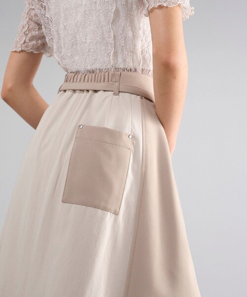 UNITED TOKYO(ユナイテッドトウキョウ)の「リメイクライクフレアスカート|ウォッシャブル/秋服(スカート・レディース・ベージュ/グリーン・1/2)」の10枚目の写真