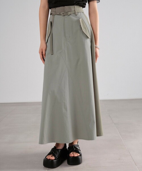 UNITED TOKYO(ユナイテッドトウキョウ)の「リメイクライクフレアスカート|ウォッシャブル/秋服(スカート・レディース・ベージュ/グリーン・1/2)」の13枚目の写真
