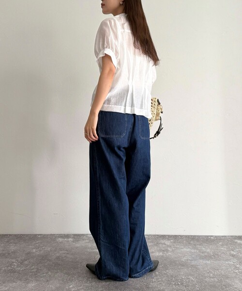 fredy emue（フレディエミュ）の「クロップドハーフスリーブブラウス（シャツ/ブラウス・レディース・サックスブルー/チャコールグレー/オフホワイト/ベージュ・38）」の16枚目の写真