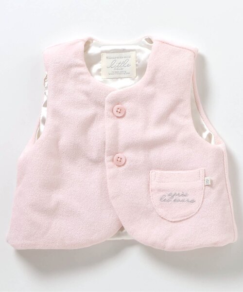 apres les cours（アプレレクール）の「パイルベビーベスト（その他ベビーウェア・キッズ・アイボリー/ピンク・70/80）」の2枚目の写真