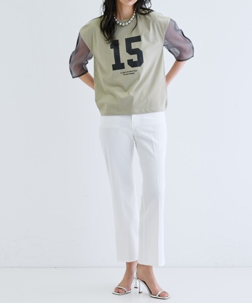 GALLEST(ギャレスト)の「シアースリーブプリントTシャツ(Tシャツ/カットソー・レディース・オリーブ/ブラック/ホワイト・38)」の22枚目の写真
