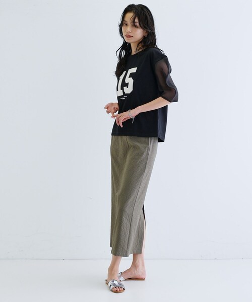 GALLEST(ギャレスト)の「シアースリーブプリントTシャツ(Tシャツ/カットソー・レディース・オリーブ/ブラック/ホワイト・38)」の10枚目の写真
