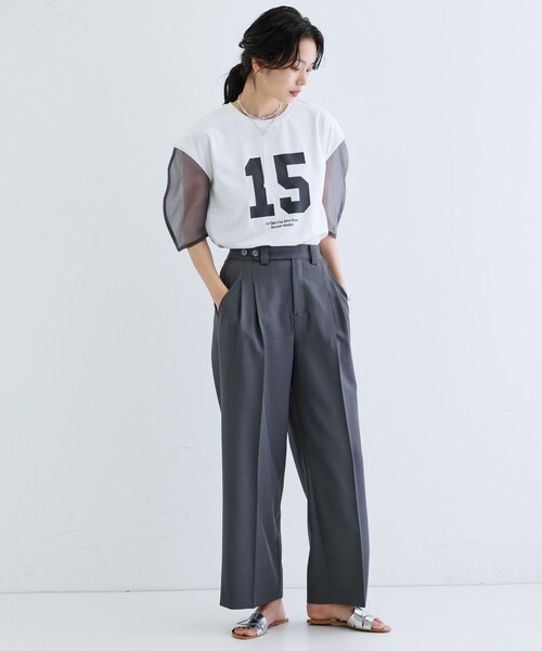 GALLEST(ギャレスト)の「シアースリーブプリントTシャツ(Tシャツ/カットソー・レディース・オリーブ/ブラック/ホワイト・38)」の16枚目の写真