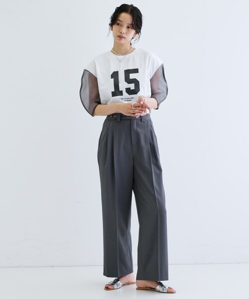 GALLEST(ギャレスト)の「シアースリーブプリントTシャツ(Tシャツ/カットソー・レディース・オリーブ/ブラック/ホワイト・38)」の17枚目の写真