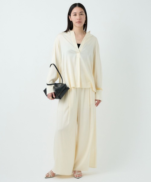 Chaos（カオス）の「Chaos(カオス)/モーラスタンドスキッパーブラウス　【セットアップ可】（シャツ/ブラウス・レディース・アイボリー/ダークブラウン系/チャコール/グレー系その他・FREE）」の13枚目の写真