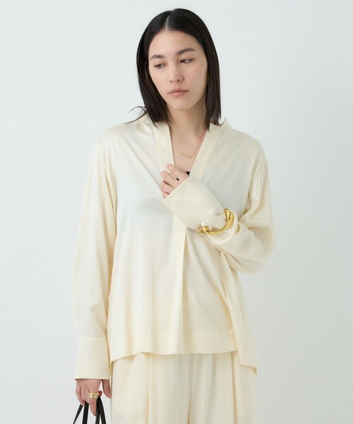 Chaos（カオス）の「Chaos(カオス)/モーラスタンドスキッパーブラウス　【セットアップ可】（シャツ/ブラウス・レディース・アイボリー/ダークブラウン系/チャコール/グレー系その他・FREE）」の18枚目の写真