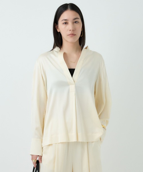 Chaos（カオス）の「Chaos(カオス)/モーラスタンドスキッパーブラウス　【セットアップ可】（シャツ/ブラウス・レディース・アイボリー/ダークブラウン系/チャコール/グレー系その他・FREE）」の19枚目の写真