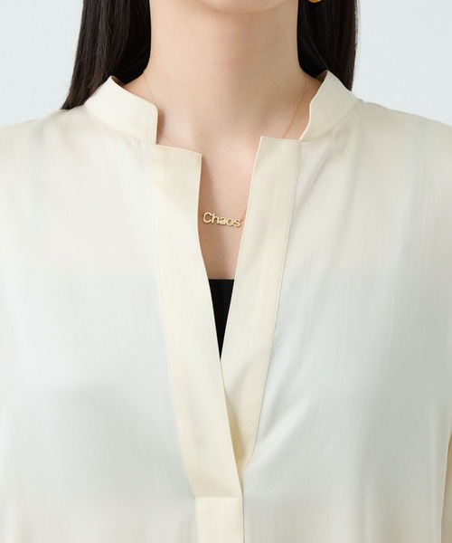Chaos（カオス）の「Chaos(カオス)/モーラスタンドスキッパーブラウス　【セットアップ可】（シャツ/ブラウス・レディース・アイボリー/ダークブラウン系/チャコール/グレー系その他・FREE）」の10枚目の写真