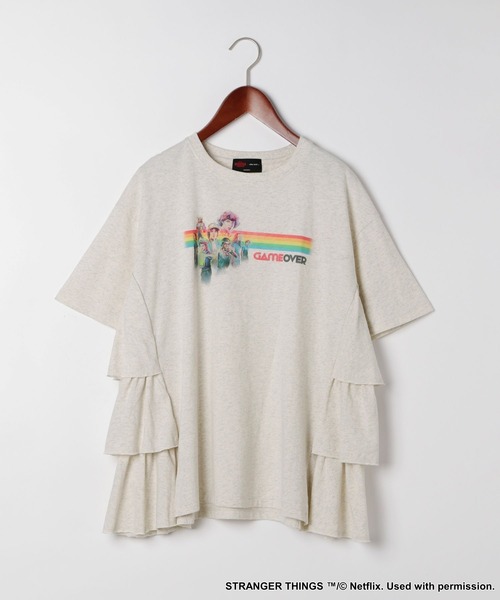 tシャツ 「STRANGER THINGS」コラボ サイドフリルTシャツ レディース niko and… tシャツ 「STRANGER THINGS」コラボ サイドフリルT