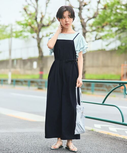 COHINA(コヒナ)の「【接触冷感】フリルスリーブシアーカットトップス 【低身長・小柄女性】(Tシャツ/カットソー・レディース・ブラック/ベージュ/ブルー・ONE SIZE)」の11枚目の写真