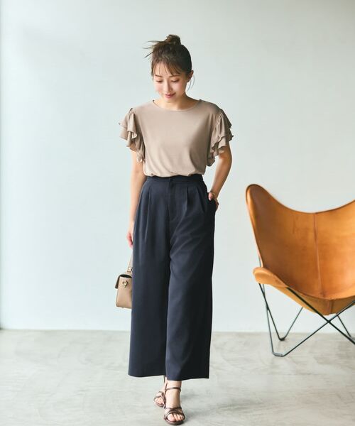 COHINA(コヒナ)の「【接触冷感】フリルスリーブシアーカットトップス 【低身長・小柄女性】(Tシャツ/カットソー・レディース・ブラック/ベージュ/ブルー・ONE SIZE)」の17枚目の写真