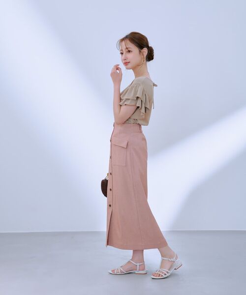 COHINA(コヒナ)の「【接触冷感】フリルスリーブシアーカットトップス 【低身長・小柄女性】(Tシャツ/カットソー・レディース・ブラック/ベージュ/ブルー・ONE SIZE)」の20枚目の写真